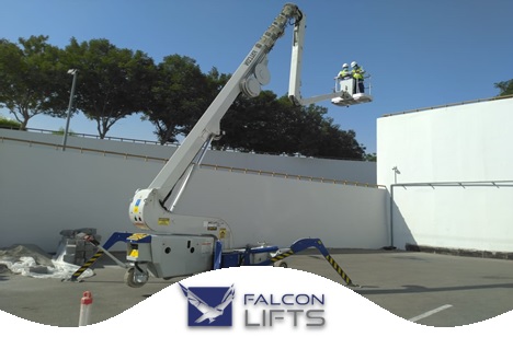 Falcon spider telescopic mall maintenance rental scissor boom indoor teupen palazzani jlg genie